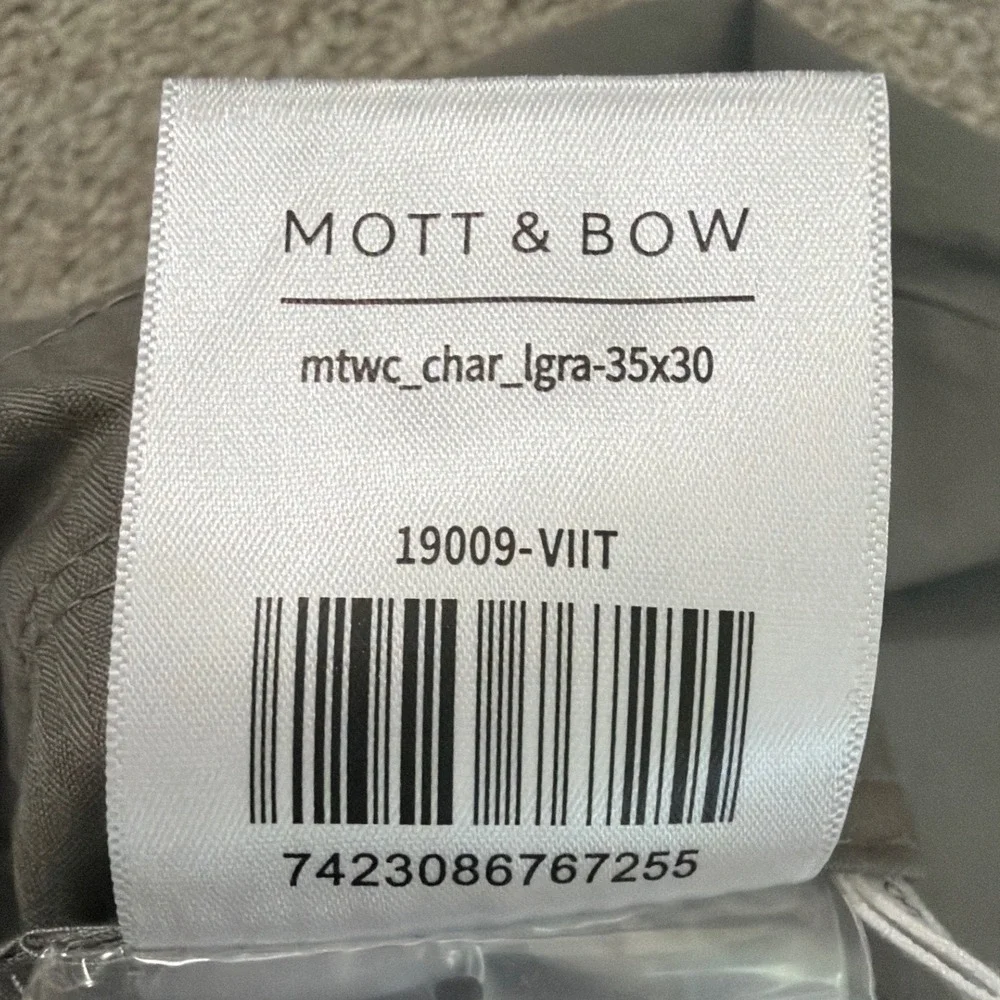 Mott & Bow Mens Everyday Comfort Slim Chino Pants‎ Grey 35x30 Zip Fly